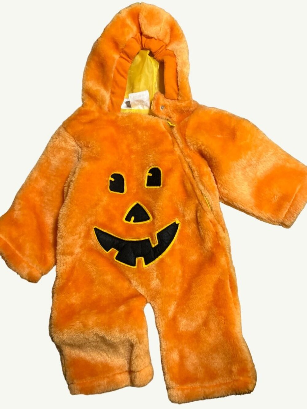 Pumpkin Baby Costume Fuzzy Orange Hooded Jumpsuit Polyester  Acrylic